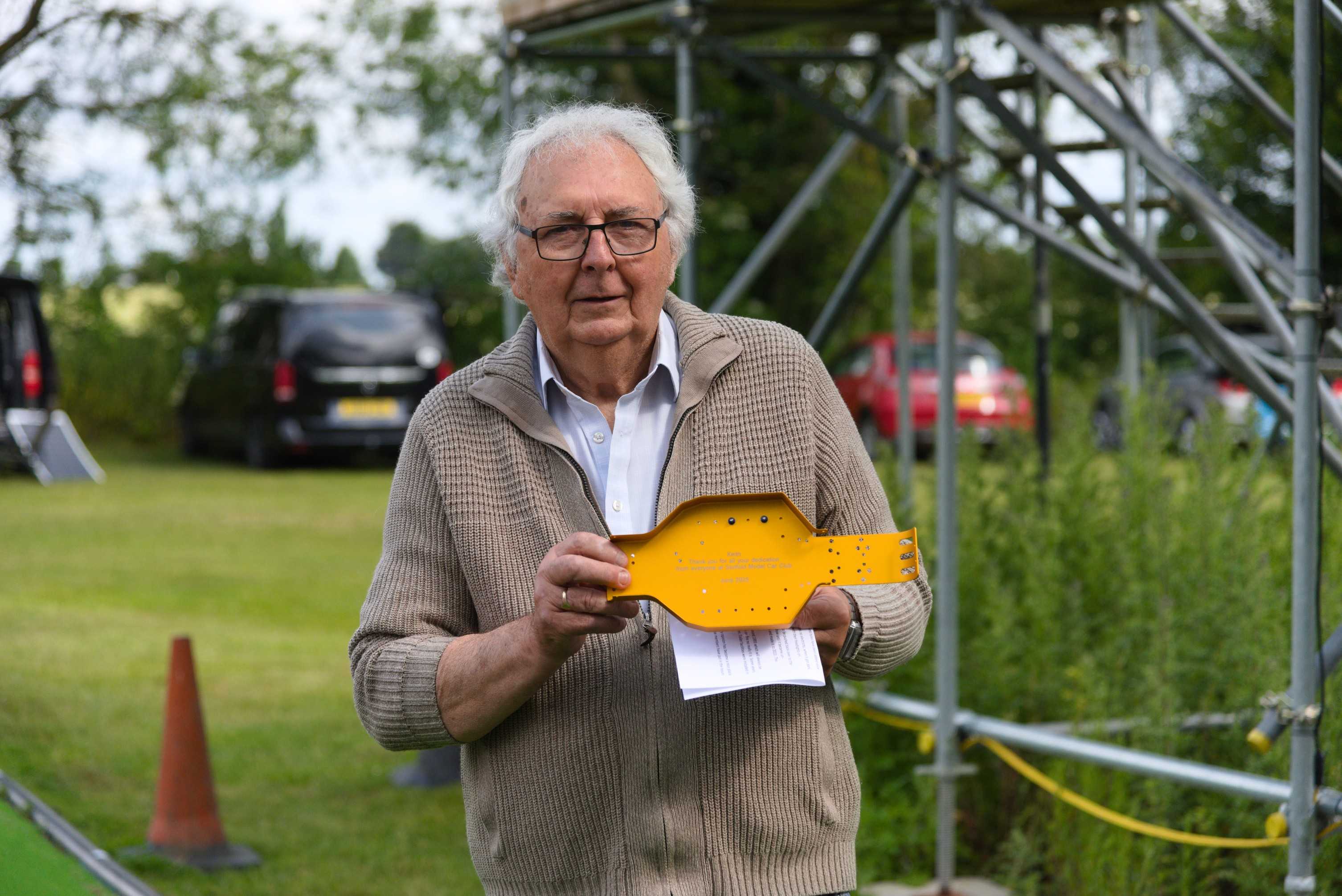 Keith Wardle receiving an award for service to the club